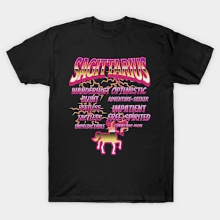 Sagittarius Retro 90s Band Zodiac Birthday Traits Lightning T-Shirt